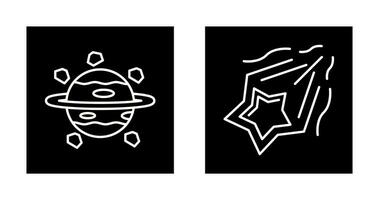 Saturno y disparo estrella icono vector