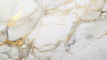 Elegant Top View of Shiny White and Gold Marble Background, A Luxurious Surface with Expensive Details, Perfect for Opulent Interior Design and Decor, Product Mockup Background, Ai generative photo