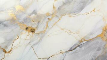 Elegant Top View of Shiny White and Gold Marble Background, A Luxurious Surface with Expensive Details, Perfect for Opulent Interior Design and Decor, Product Mockup Background, Ai generative photo