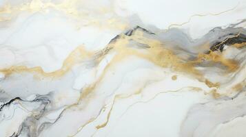 Elegant Top View of Shiny White and Gold Marble Background, A Luxurious Surface with Expensive Details, Perfect for Opulent Interior Design and Decor, Product Mockup Background, Ai generative photo
