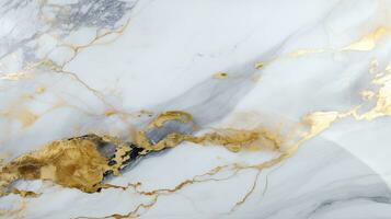 Elegant Top View of Shiny White and Gold Marble Background, A Luxurious Surface with Expensive Details, Perfect for Opulent Interior Design and Decor, Product Mockup Background, Ai generative photo