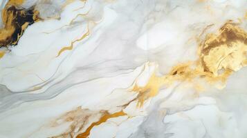 Elegant Top View of Shiny White and Gold Marble Background, A Luxurious Surface with Expensive Details, Perfect for Opulent Interior Design and Decor, Product Mockup Background, Ai generative photo