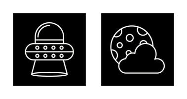 ufo and moon Icon vector