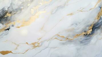 Elegant Top View of Shiny White and Gold Marble Background, A Luxurious Surface with Expensive Details, Perfect for Opulent Interior Design and Decor, Product Mockup Background, Ai generative photo