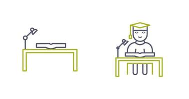 study desk and studying on desk  Icon vector