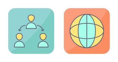 connected user and globe Icon vector