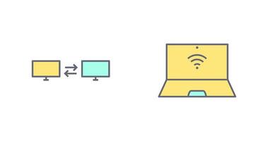 compartiendo sistema y conectado ordenador portátil icono vector