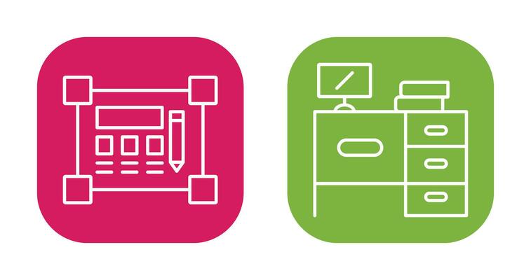 Blueprint and Desk Icon