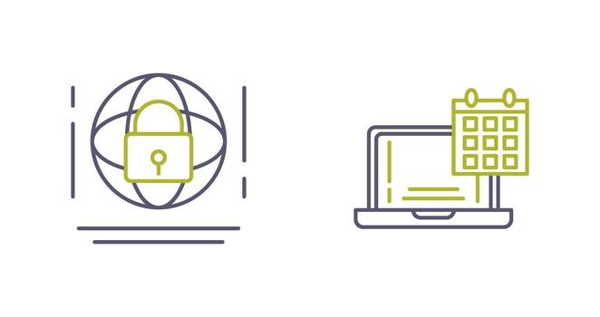 Internet seguridad y calendario icono vector