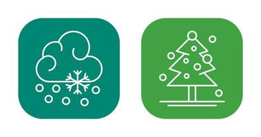 Snow Fall and Christmas Tree Icon vector