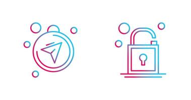 Compass and Open Lock Icon vector