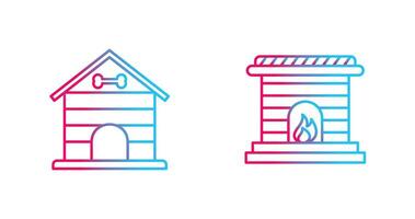 Dog House and Fireplace Icon vector