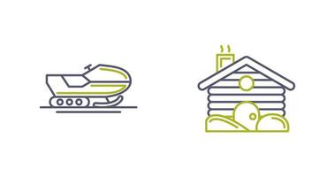 Snowmobile and Cabin Icon vector