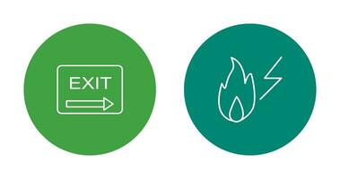 exit and electricity fire Icon vector