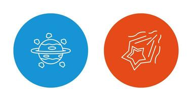 saturn and shooting star Icon vector