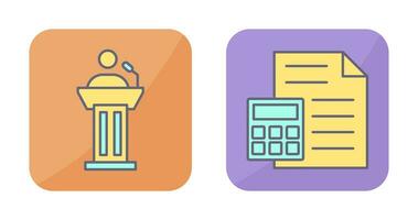 Podium and CalculatorSnack and Money Icon vector