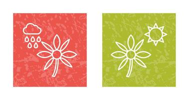 Flower with rain and Flower  Icon vector