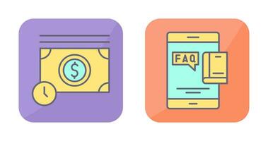 Time is Mony and Faq Icon vector