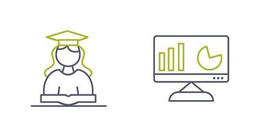 Female Student and Analytics  Icon vector