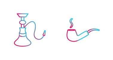 hookah and lit smoking pipe  Icon vector