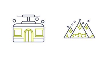 Mountain and Cable Car Icon vector