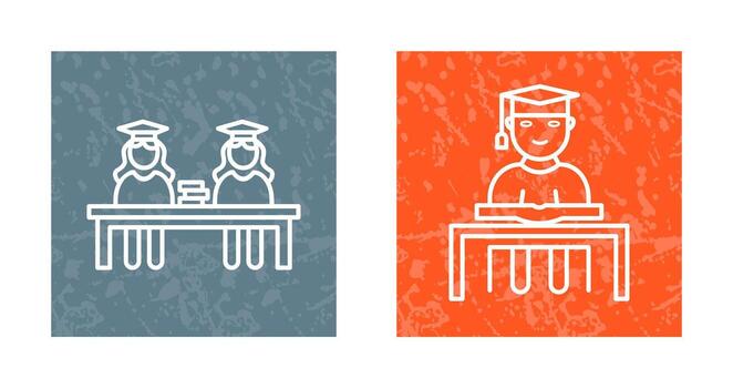 Combined Study and Studying on Desk Icon vector