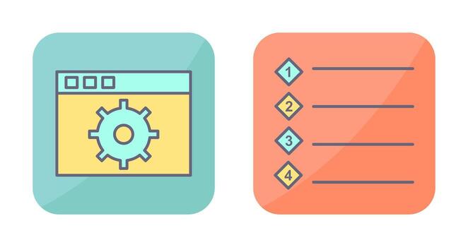 settings and numbered lists Icon vector