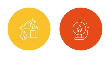 fire consuming house and fire alert  Icon vector