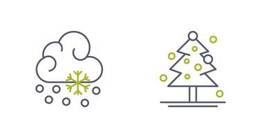 Snow Fall and Christmas Tree Icon vector