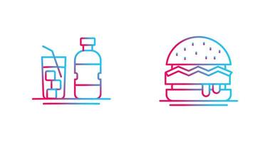 mineral agua y hamburguesa icono vector