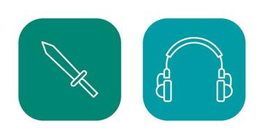 Headphones and Sword Icon vector