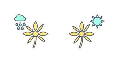 Flower with rain and Flower  Icon vector