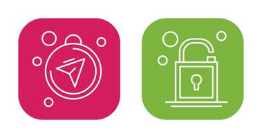 Compass and Open Lock Icon vector