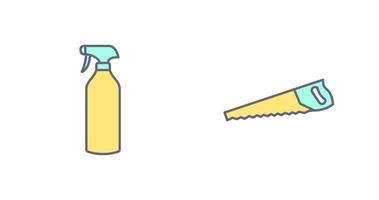 Spray bottle and Handsaw Icon vector