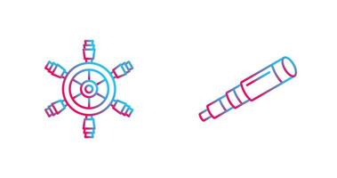 Ship Wheel and Binocular Icon vector