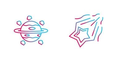 Saturno y disparo estrella icono vector