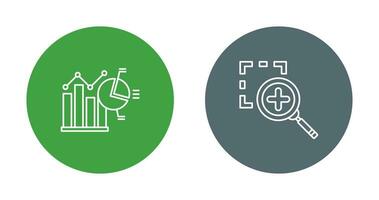 Bar Chat and Zoom In Icon vector