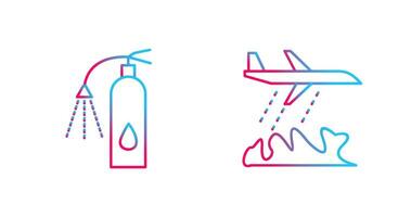 using extinguisher and firefighter plane  Icon vector