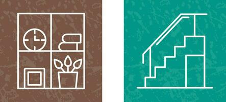 Bookshelf and Stairs Icon vector