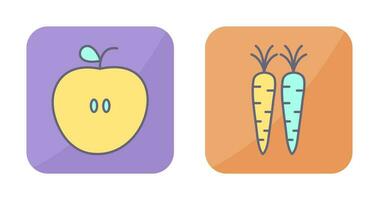 manzanas y zanahorias icono vector