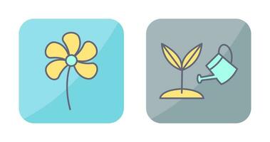 pequeño flores y creciente planta icono vector