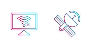 Disconnected Network and Satellite Icon vector