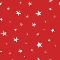 Christmas and winter themed seamless pattern, with white and pink stars on red background vector