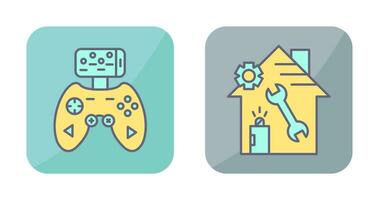 juego controlador y hogar reparar icono vector