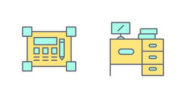 Blueprint and Desk Icon vector