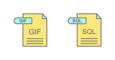 GIF and SQL Icon vector