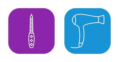 Nail File and Hair Dryer Icon vector