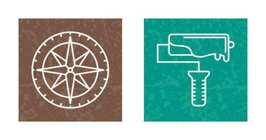 Compass and Roller Icon vector
