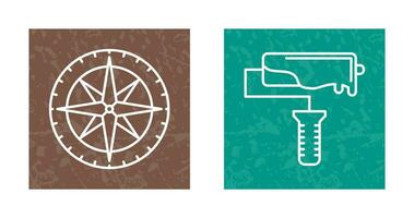 Compass and Roller Icon vector