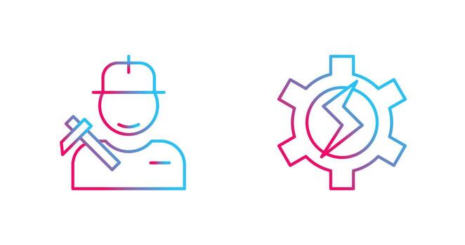 Worker and Setting Icon vector